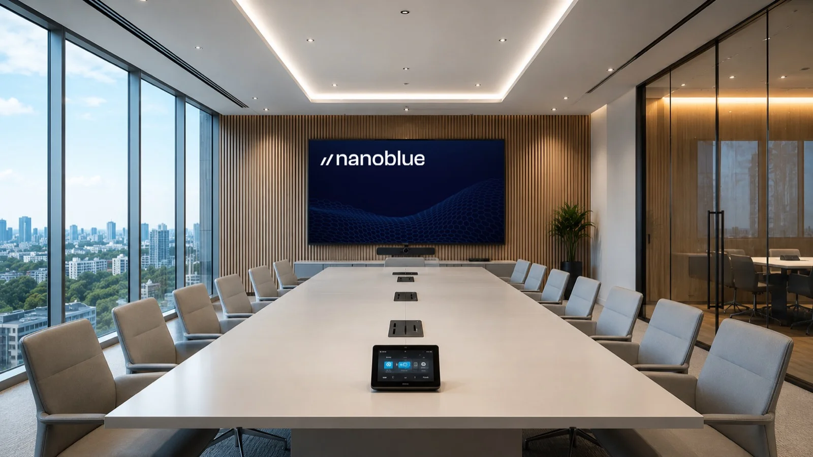 Konferenzraum mit integrierter nanoblue Technik